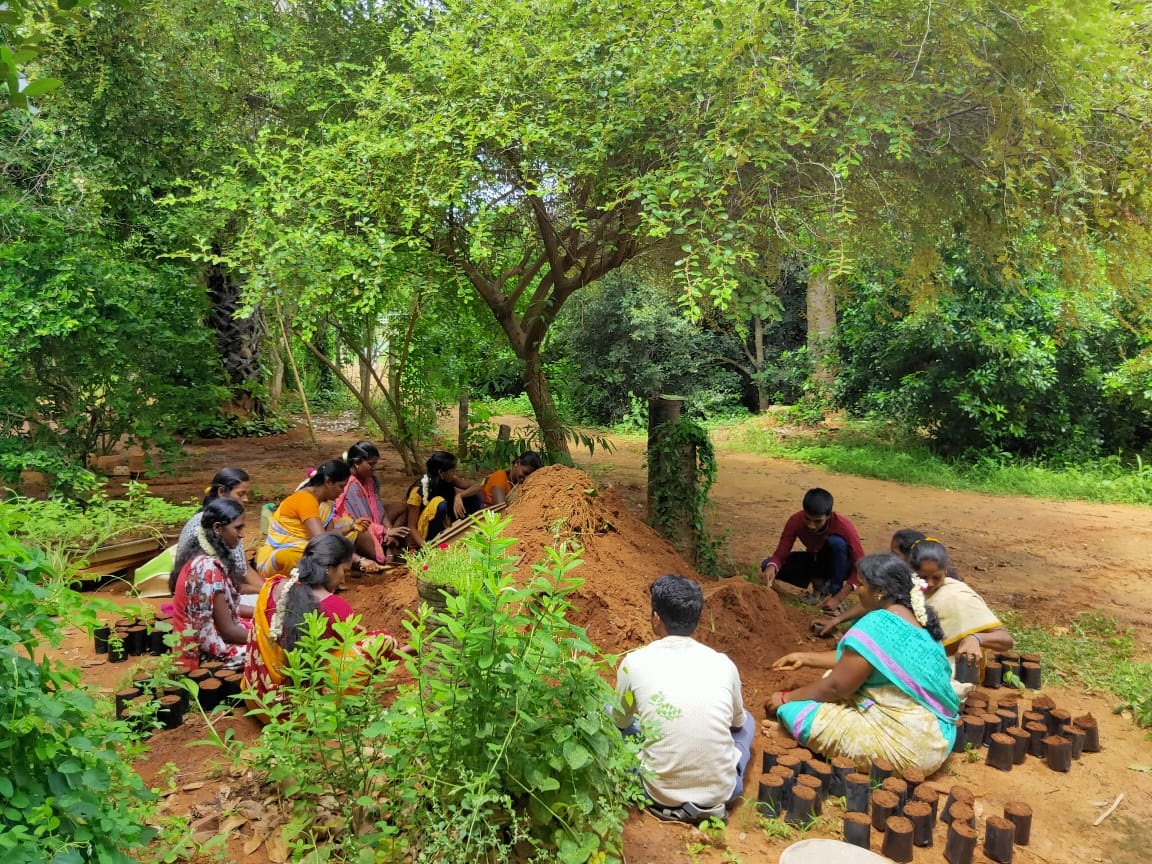 Practical session on soil preparation by participants